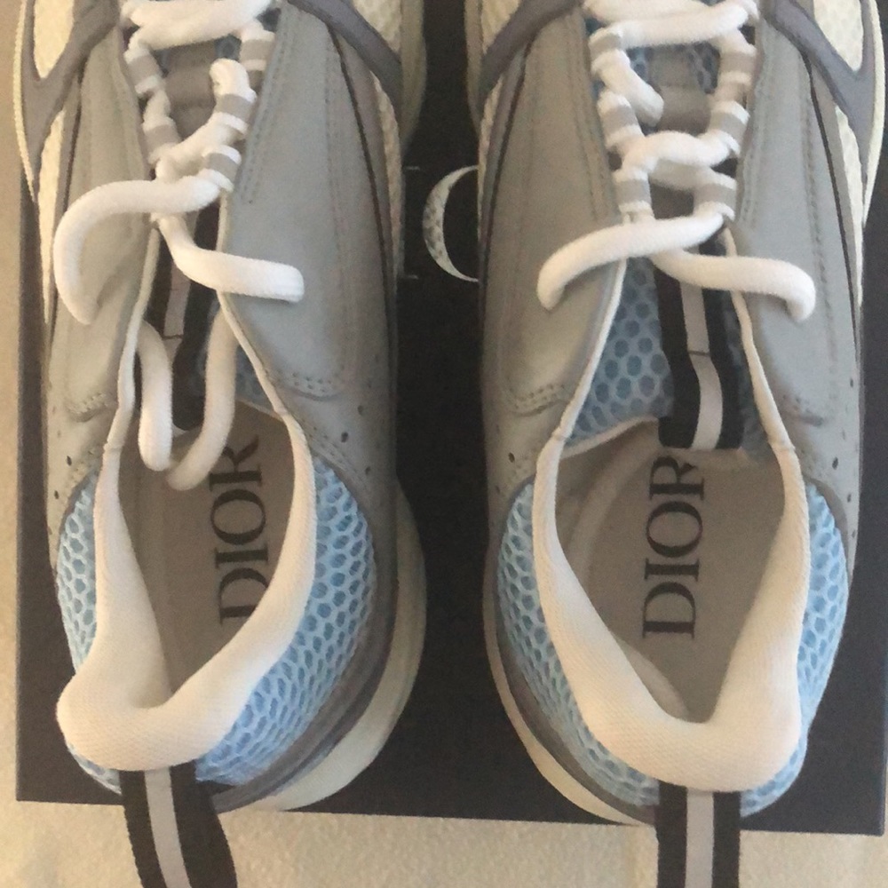 Dior B22 Sneaker White and Blue Technical Mesh and Gray Calfskin - Picture 6 of 16